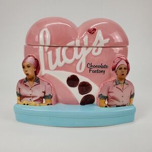 I Love Lucy Chocolate Factory Heart Ceramic Cookie Jar Westland Giftware 19830